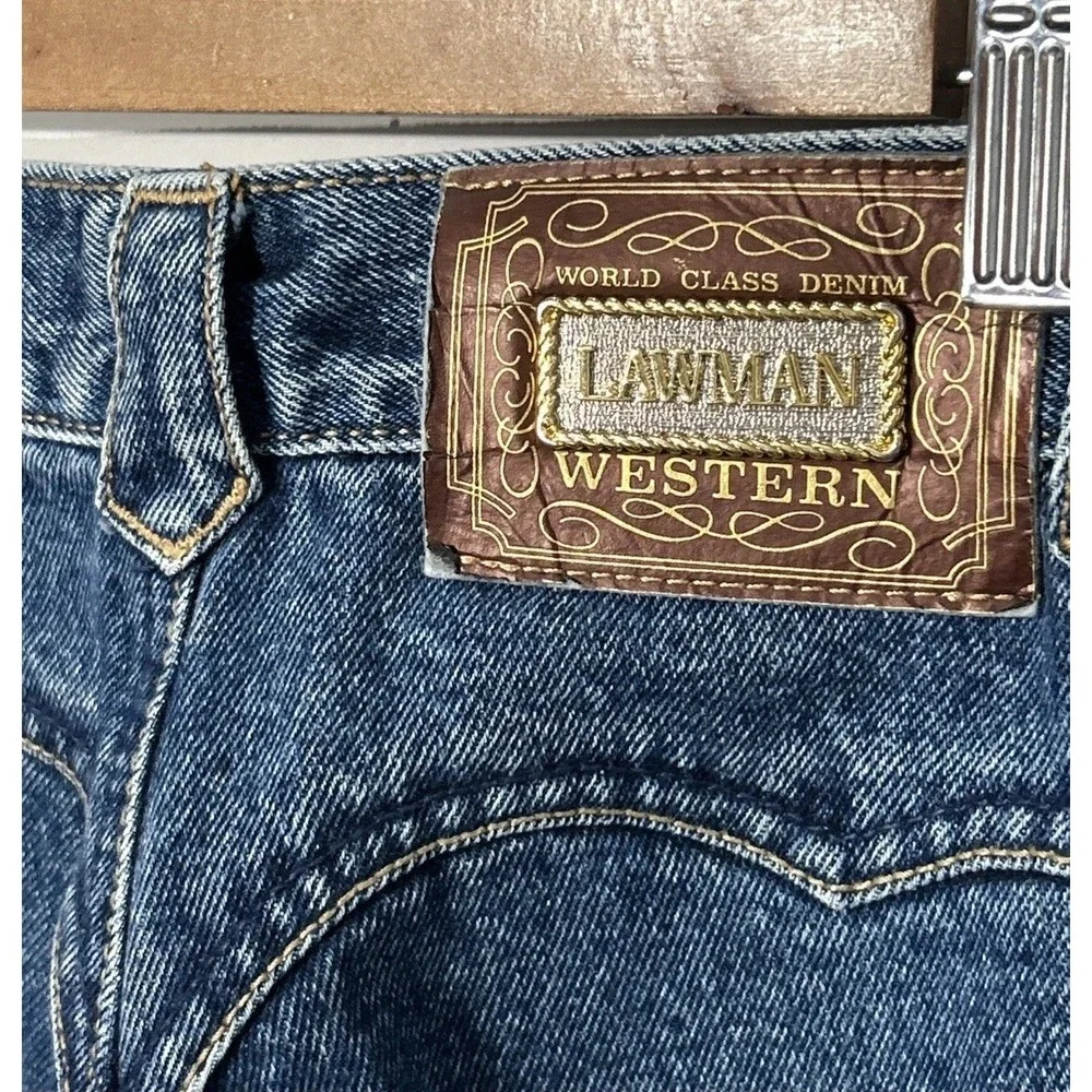 Women's Vintage Lawman High Waisted Jeans Slim Fit Straight Sz 24 24x29 - Picture 10 of 13